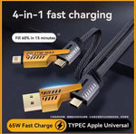 4 in 1 USB-C Charging Cable 1m Type-C Connector Nylon Braided PD 65W 27W Fast Charging